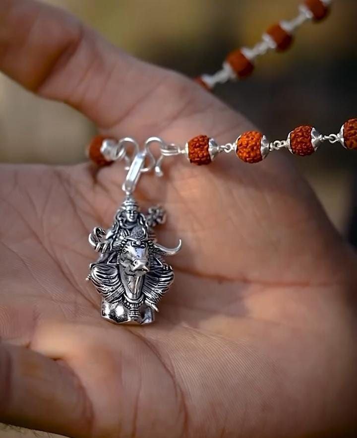 Lord Shiva with Nandi Silver Plated Pendant Chain