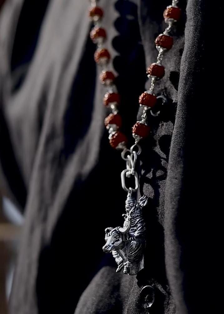 Lord Shiva with Nandi Silver Plated Pendant Chain