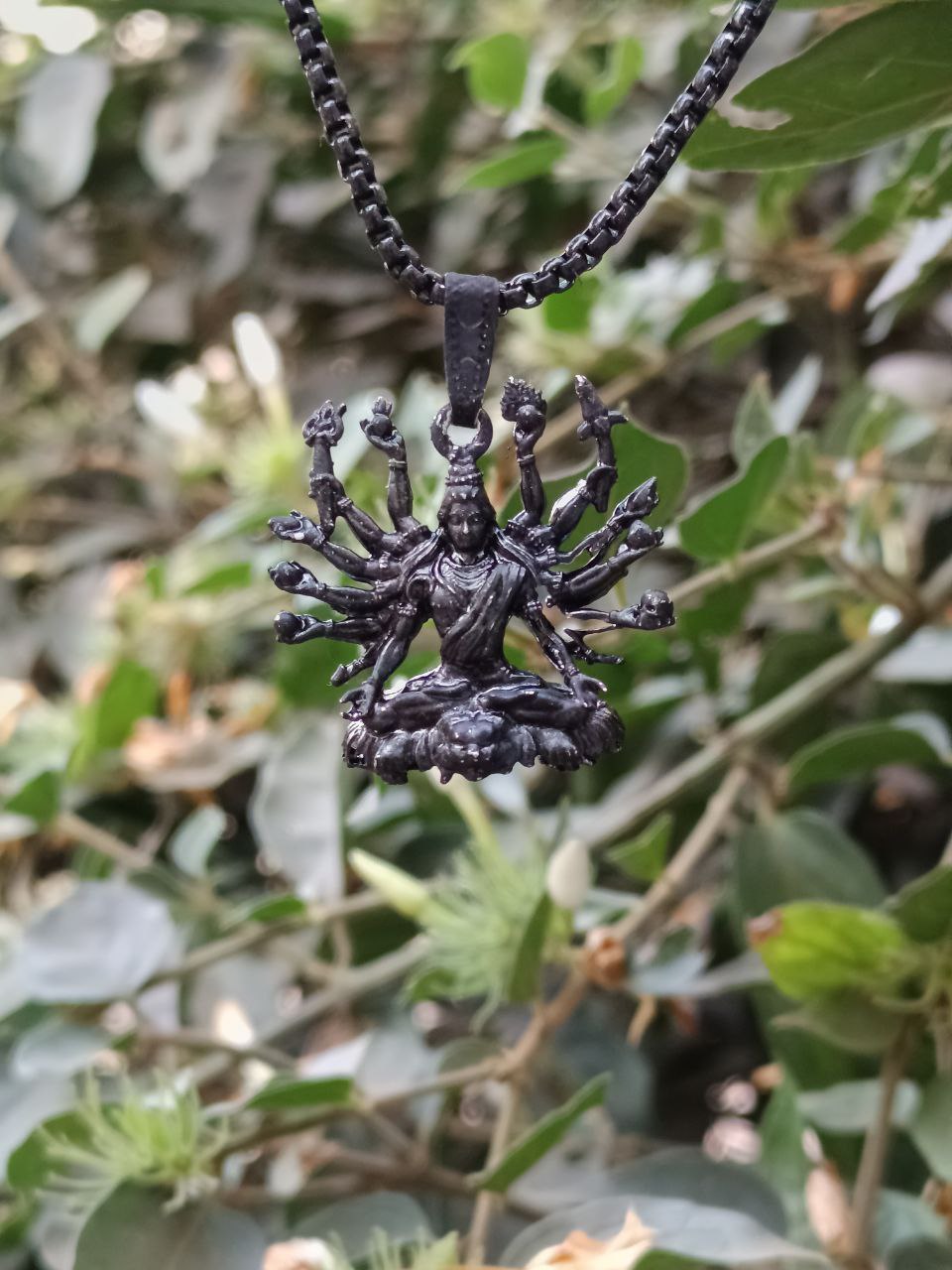 Mahakal ji Seating on Lion Black Pendant