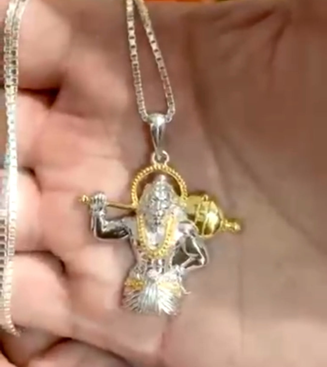Jai Hanuman Gold-Silver Pendant with Chain