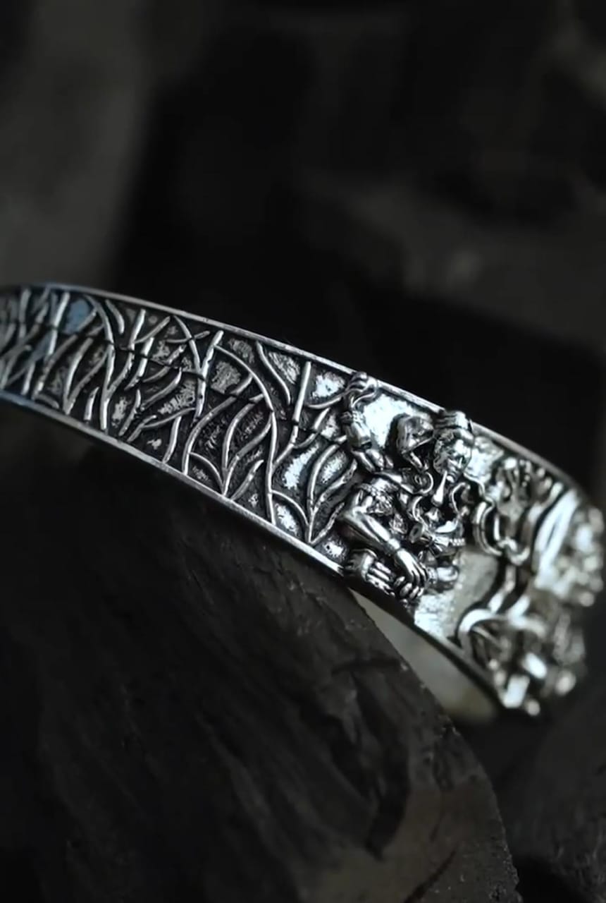 Men's Oxidised Silver Mahakal Bracelet