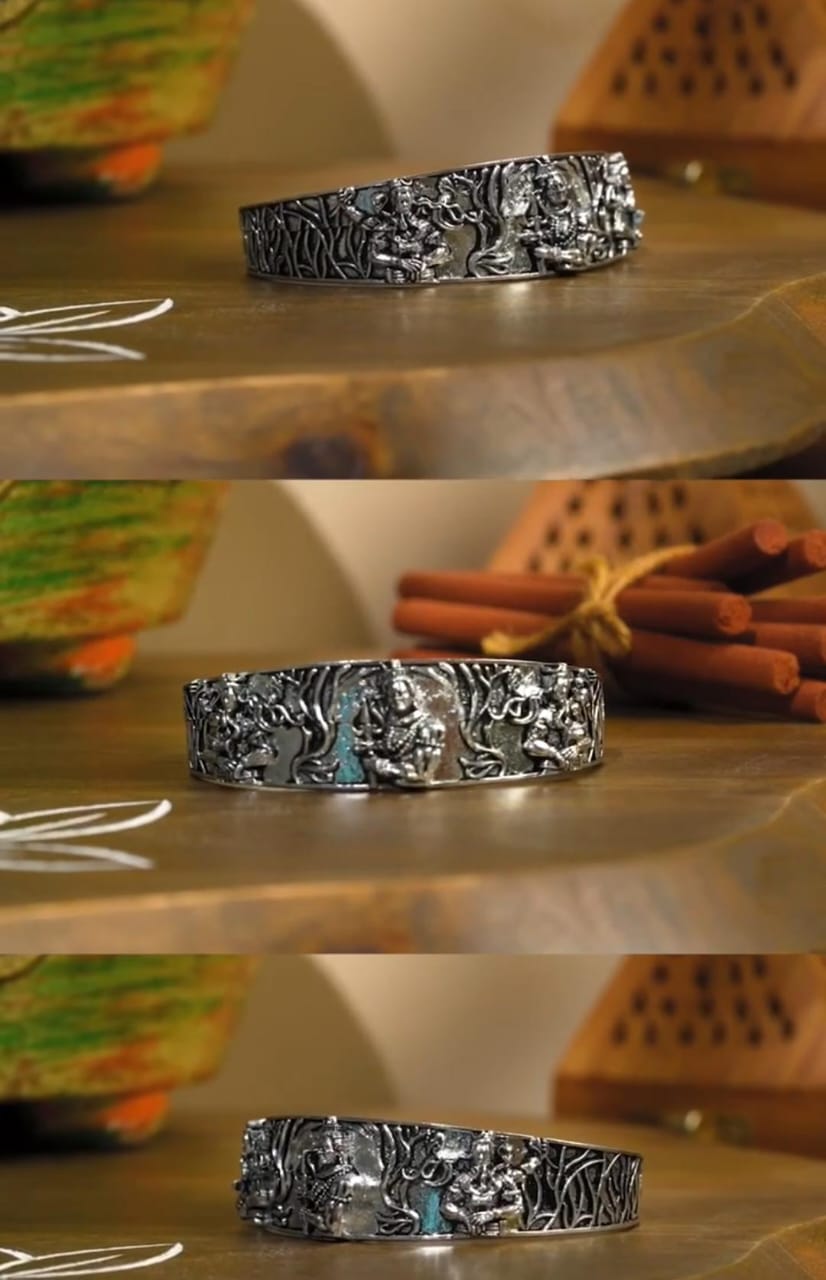 Men's Oxidised Silver Mahakal Bracelet