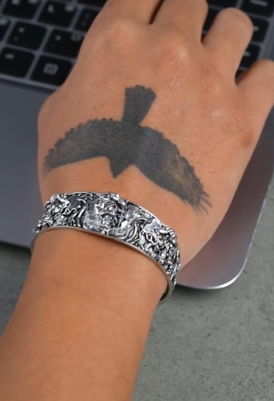 Men's Oxidised Silver Mahakal Bracelet