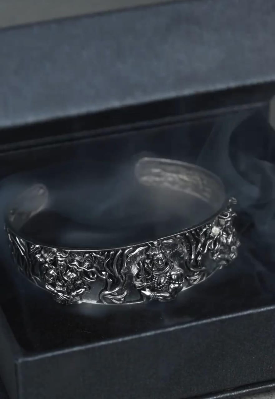 Men's Oxidised Silver Mahakal Bracelet