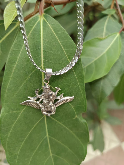 Vishnu Ji With Garud Vahan Silver Plated Pendant
