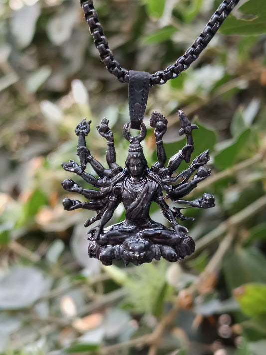 Mahakal ji Seating on Lion Black Pendant