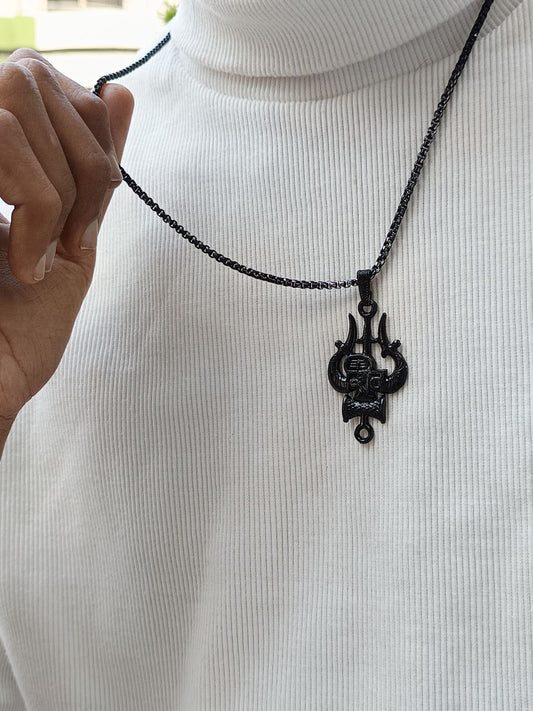 Shivji Trishul Black Pendant