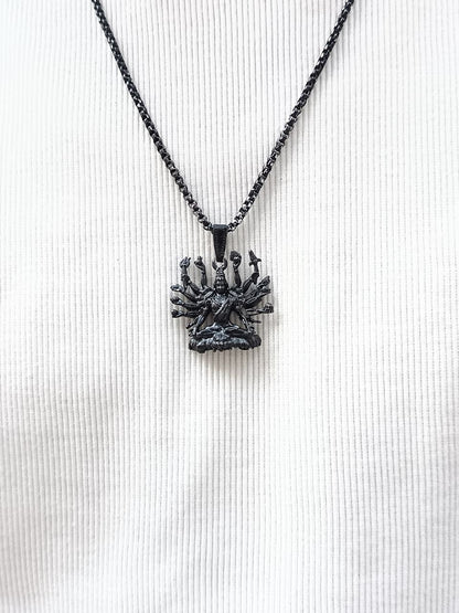Mahakal ji Seating on Lion Black Pendant