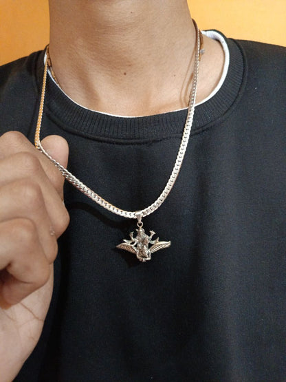 Vishnu Ji With Garud Vahan Silver Plated Pendant