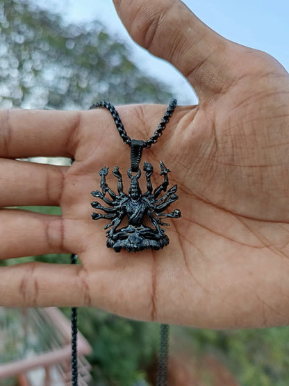 Mahakal ji Seating on Lion Black Pendant