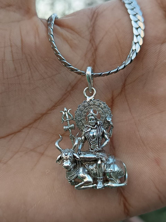Shivji Seating On Nandi Pendant With Chain