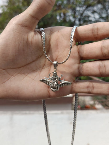 Vishnu Ji With Garud Vahan Silver Plated Pendant