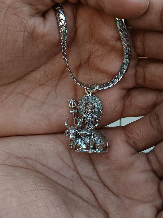 Shivji Seating On Nandi Pendant With Chain