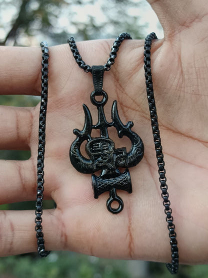Shivji Trishul Black Pendant