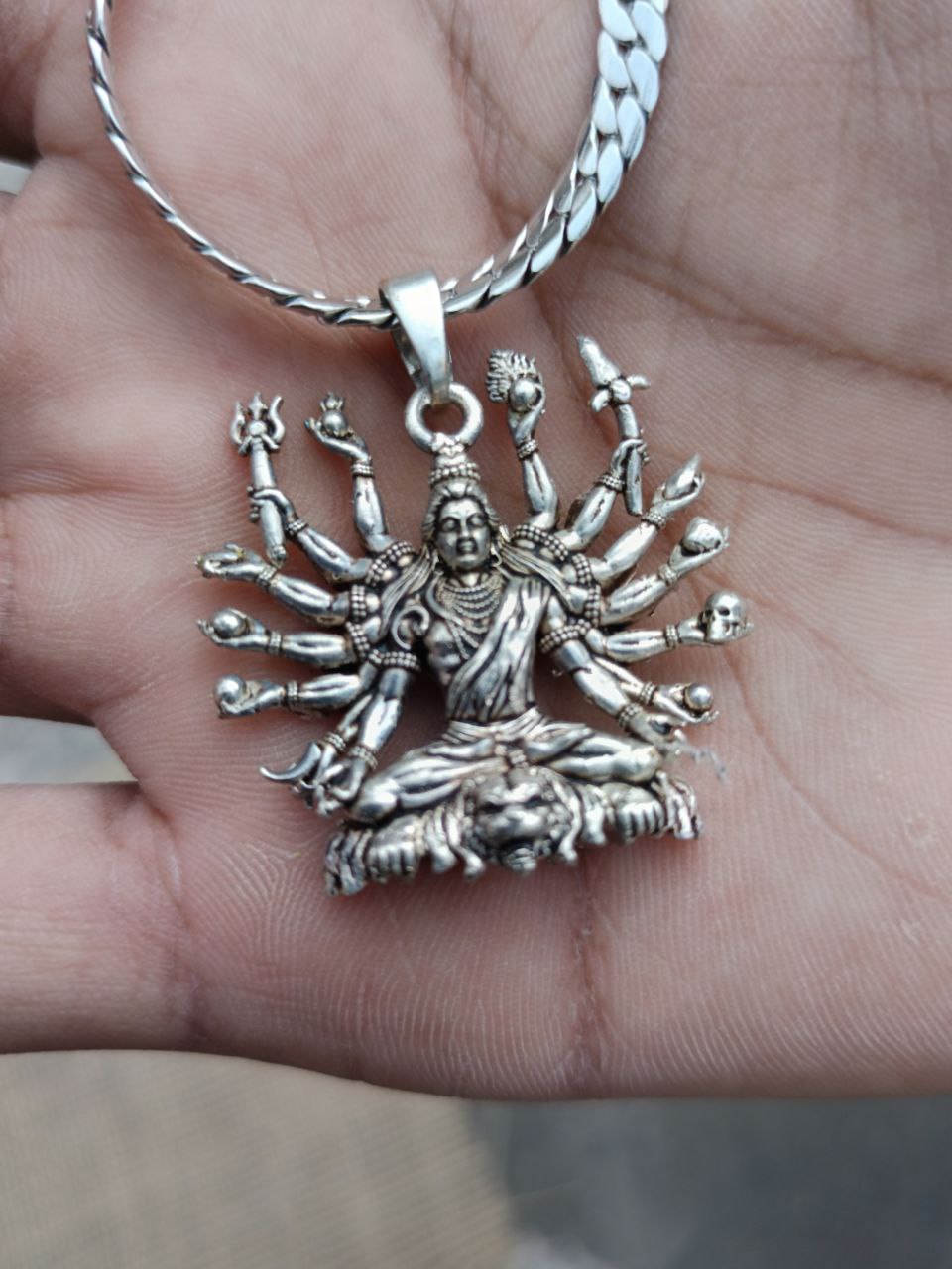 Shivji Seating On Lion Pendant