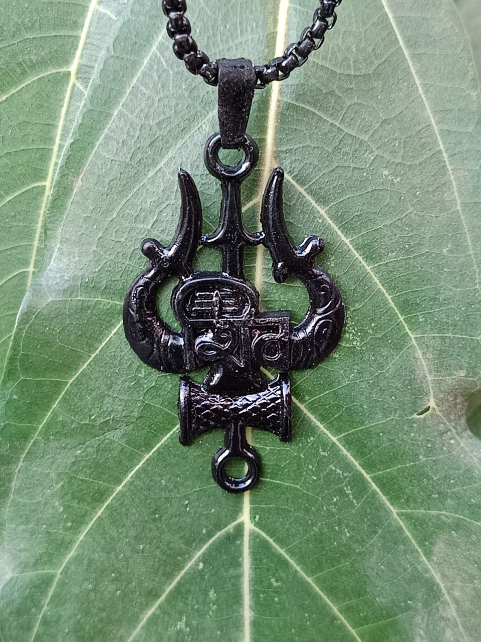 Shivji Trishul Black Pendant