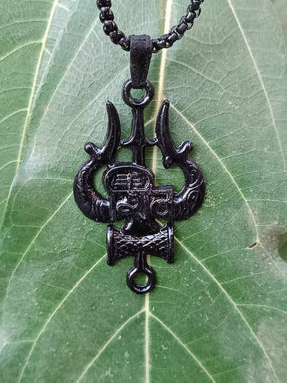 Shivji Trishul Black Pendant