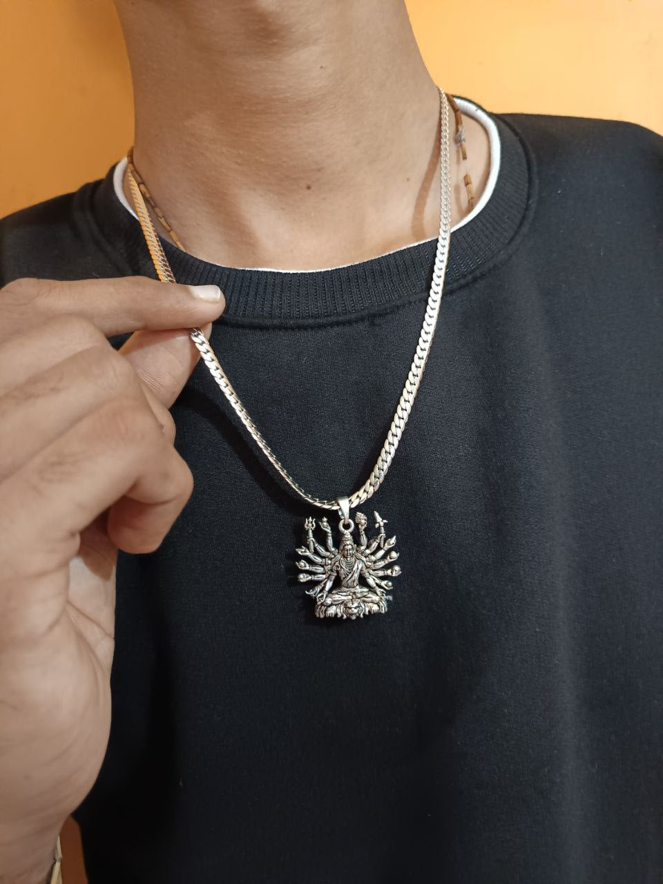 Shivji Seating On Lion Pendant