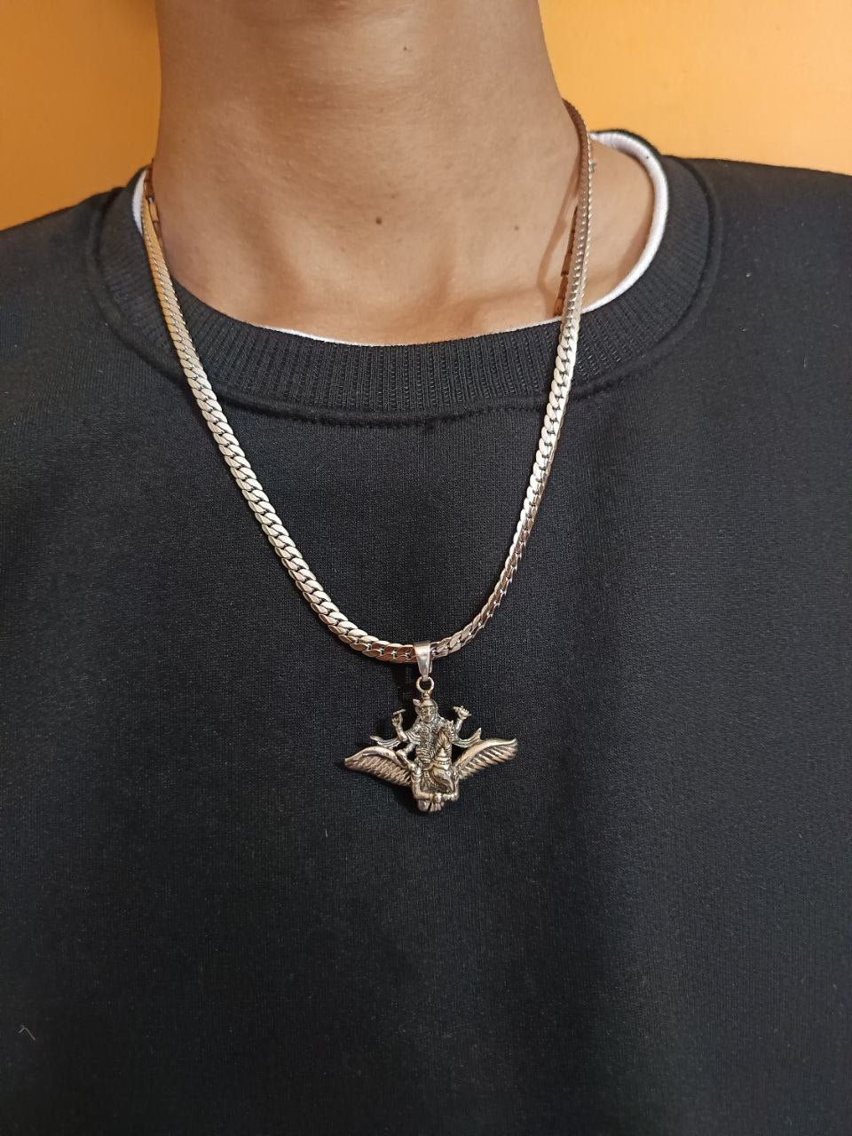 Vishnu Ji With Garud Vahan Silver Plated Pendant