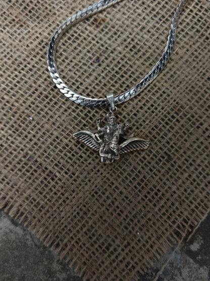 Vishnu Ji With Garud Vahan Silver Plated Pendant