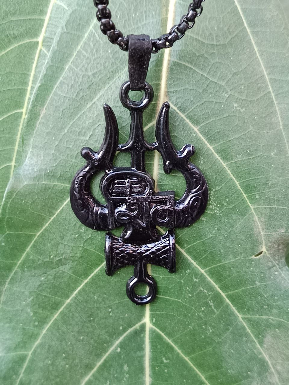 Shivji Trishul Black Pendant