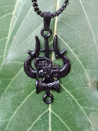 Shivji Trishul Black Pendant