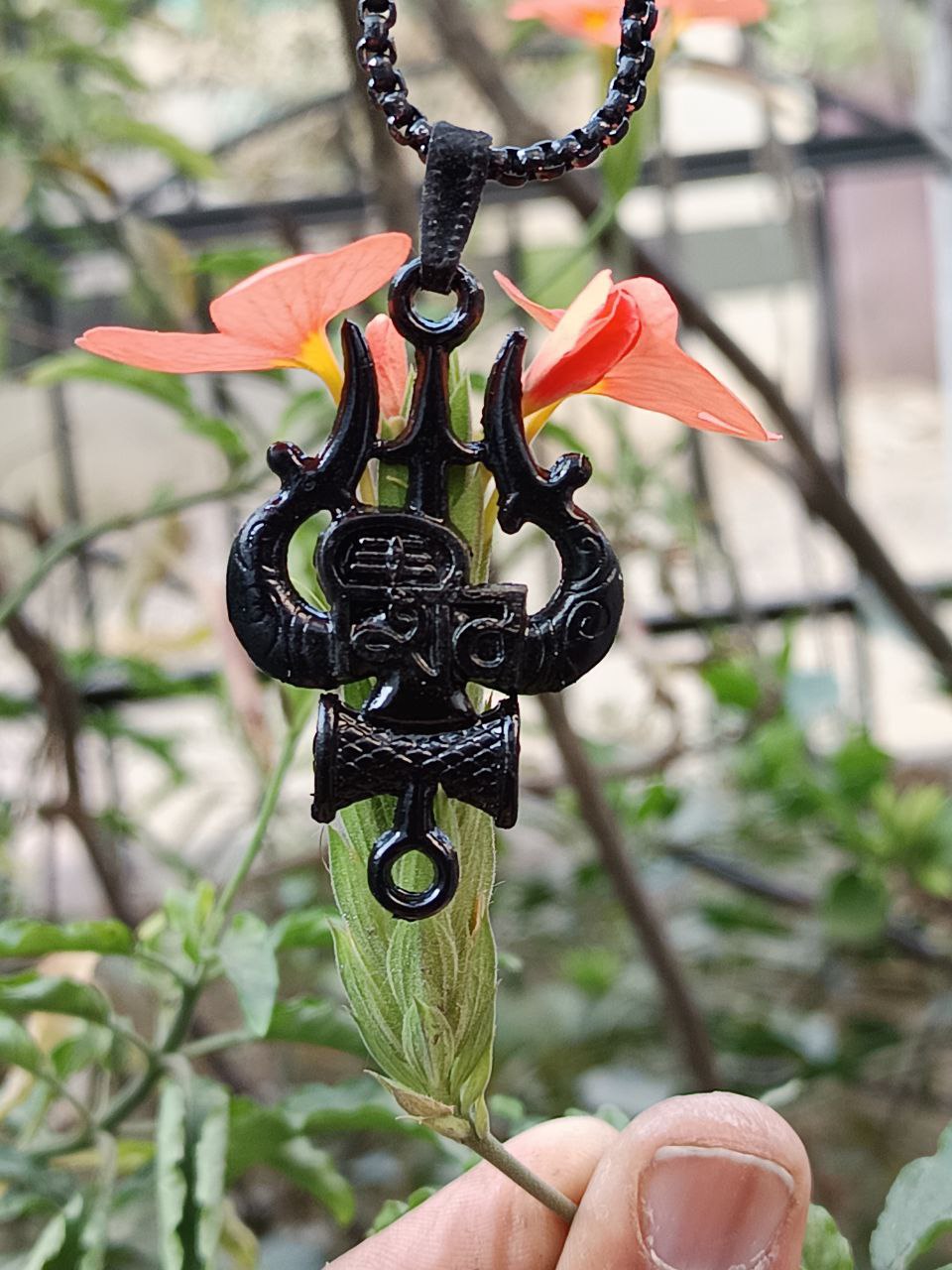 Shivji Trishul Black Pendant