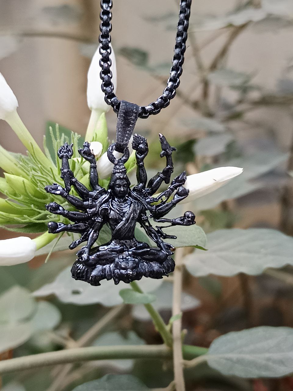 Mahakal ji Seating on Lion Black Pendant