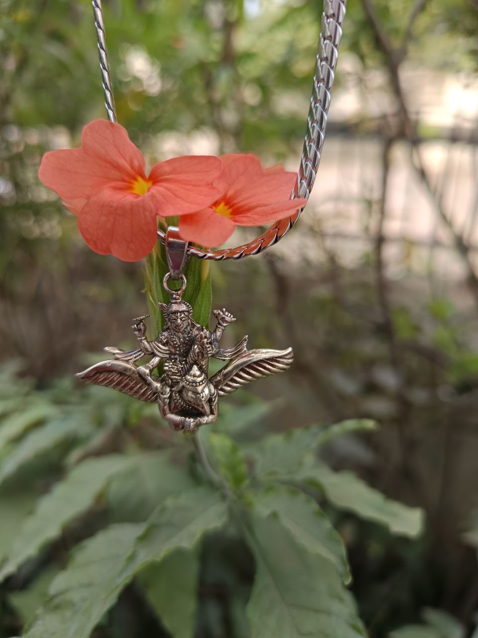 Vishnu Ji With Garud Vahan Silver Plated Pendant