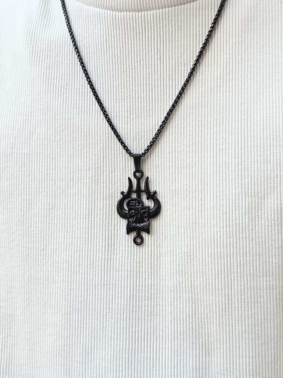 Shivji Trishul Black Pendant