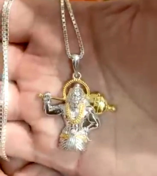 Jai Hanuman Gold-Silver Pendant with Chain