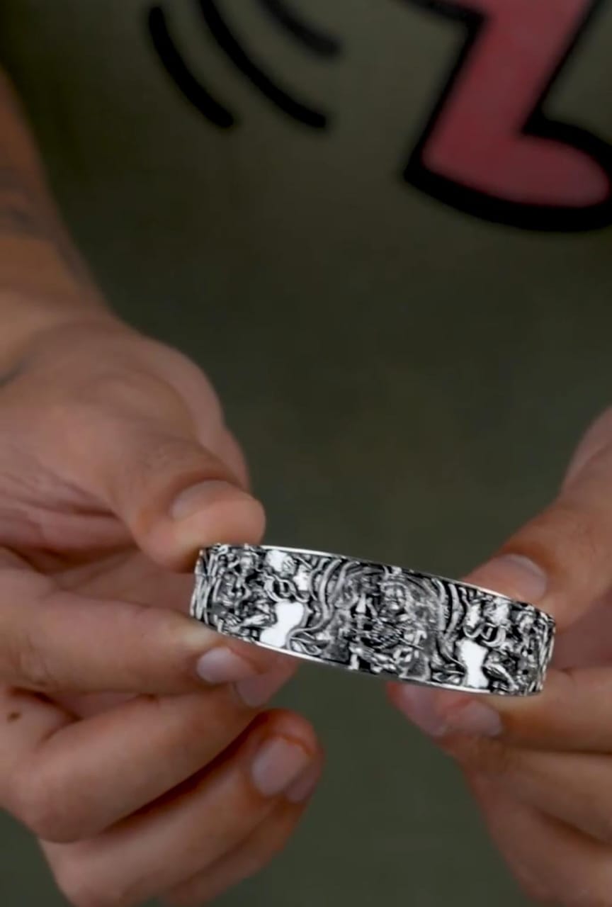 Men's Oxidised Silver Mahakal Bracelet