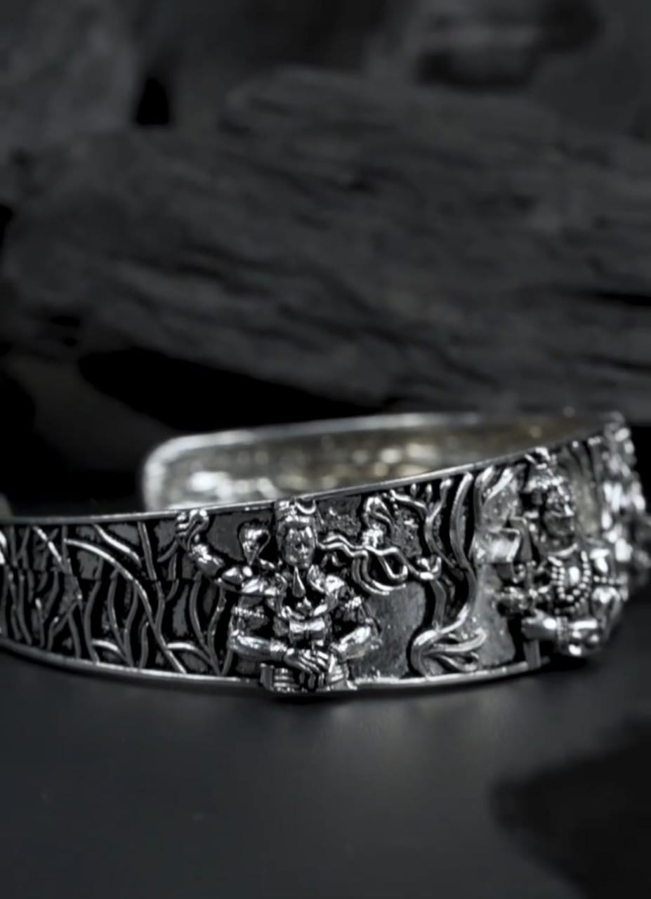 Men's Oxidised Silver Mahakal Bracelet