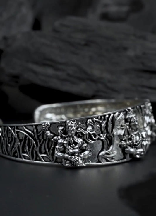 Men's Oxidised Silver Mahakal Bracelet