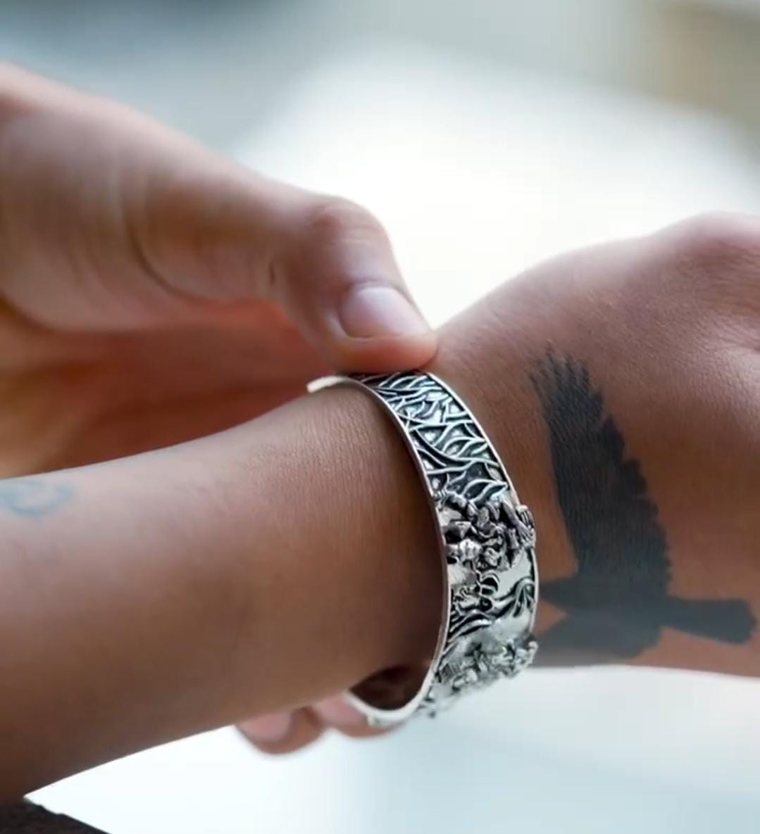Men's Oxidised Silver Mahakal Bracelet